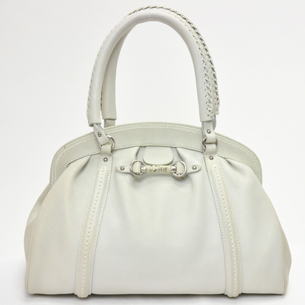 Auth Christian Dior Handbag White Leather 15622 | eBay