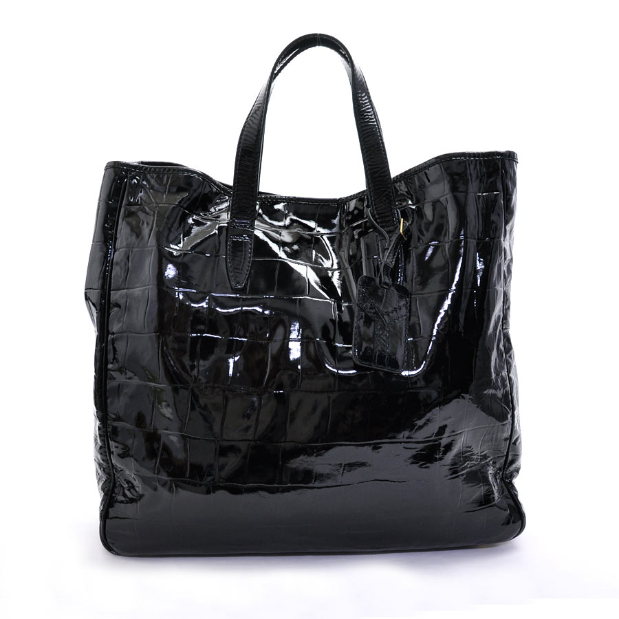 Auth Yves Saint Laurent Tote Bag Black Patent Leather - 20755 | eBay