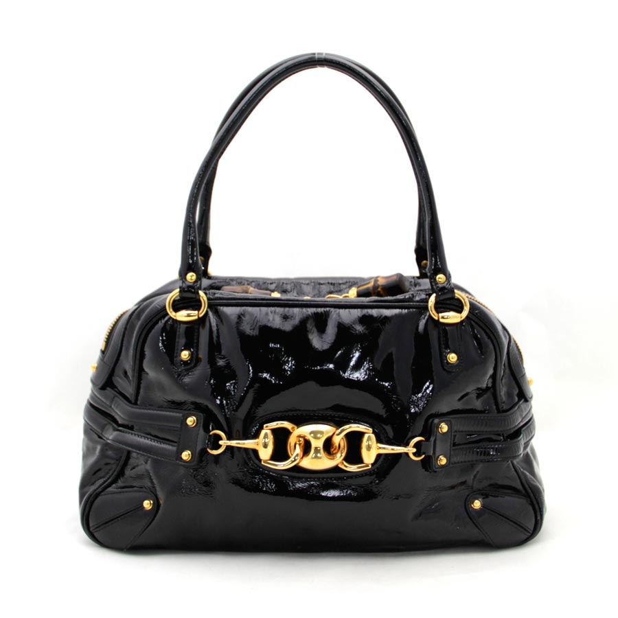 Auth GUCCI Bamboo Handbag Black Patent Leather 159398 - 29704 | eBay