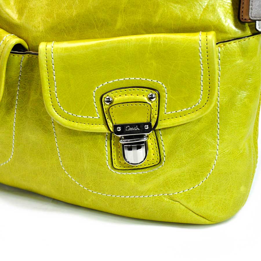 Auth Coach Shoulder BAG Yellow Leather 29785 | eBay
