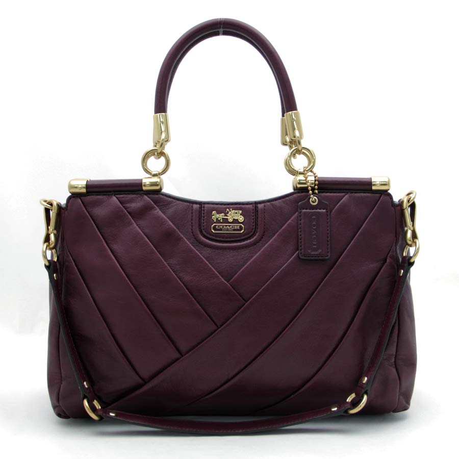 Auth-COACH-Tote-Bag-Wine-Red-Leather-30312