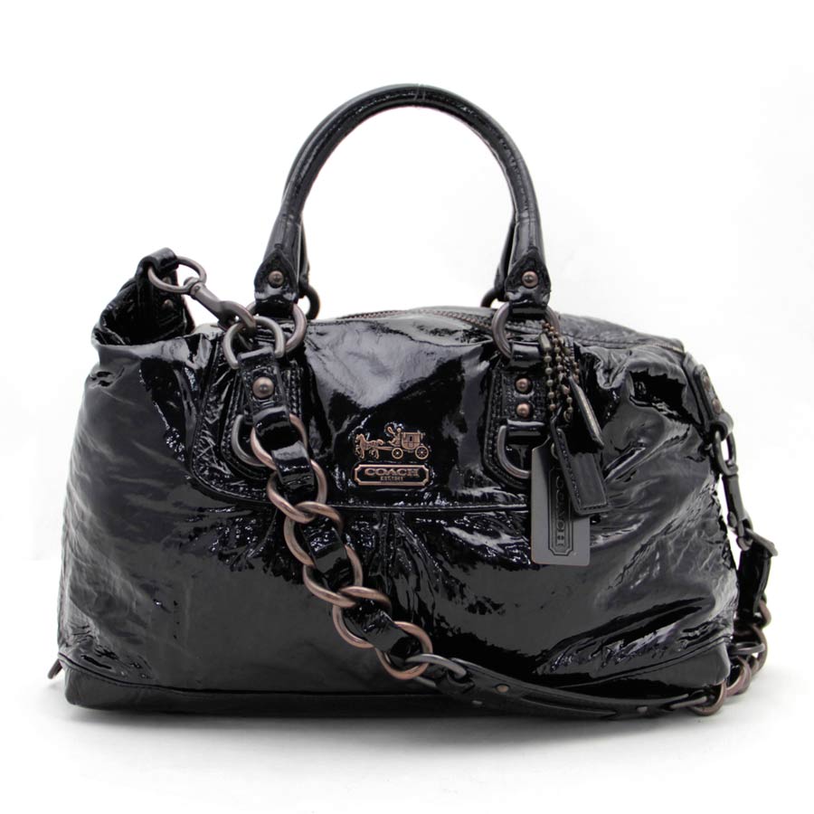 Auth Coach Madison Handbag Black Patent Leather 12957 29221 | eBay